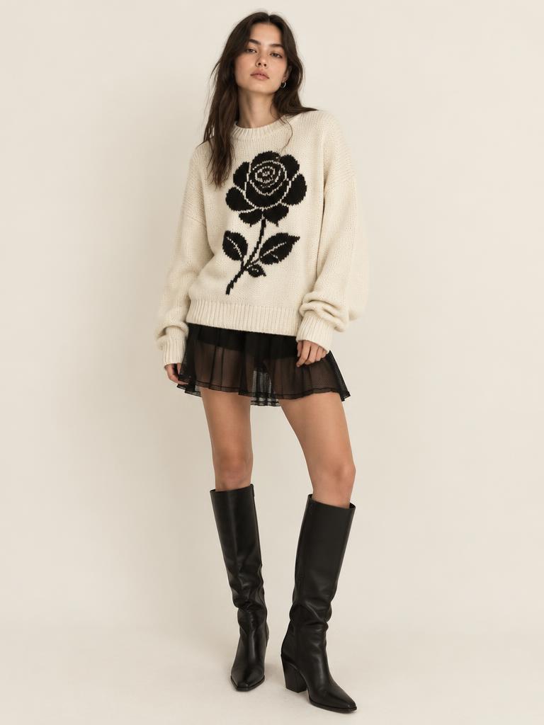Jet Black Rose Jumper